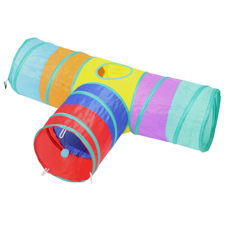 Colorful pet play tunnel on a white background