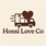 Logo of the Hossi Love Co with a heart-shaped box on a beige background